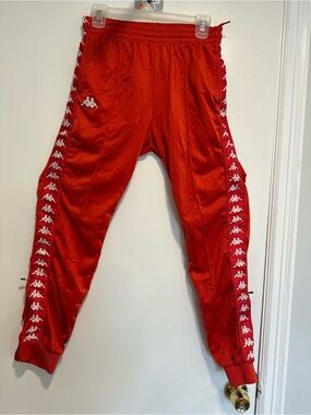Kappa Track Pants Sz:M Red 222 Banda Restoriazz Red Tape Omini Logo Side Stripe.